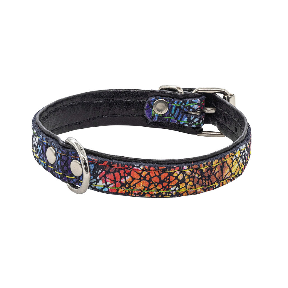 Thumbnail: Dog collar leather Kwiaty