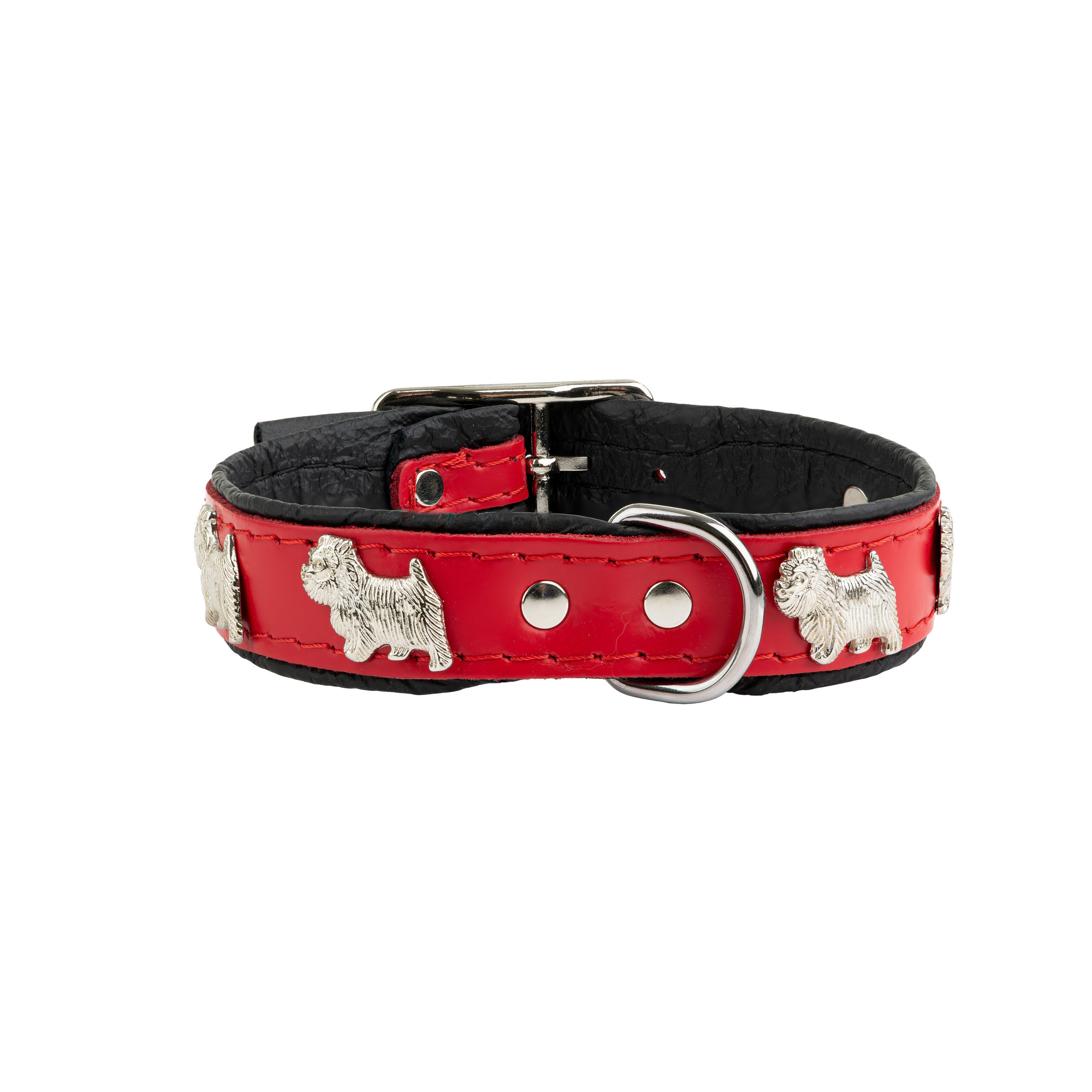 Dog collar,pattern dogs westy,red
