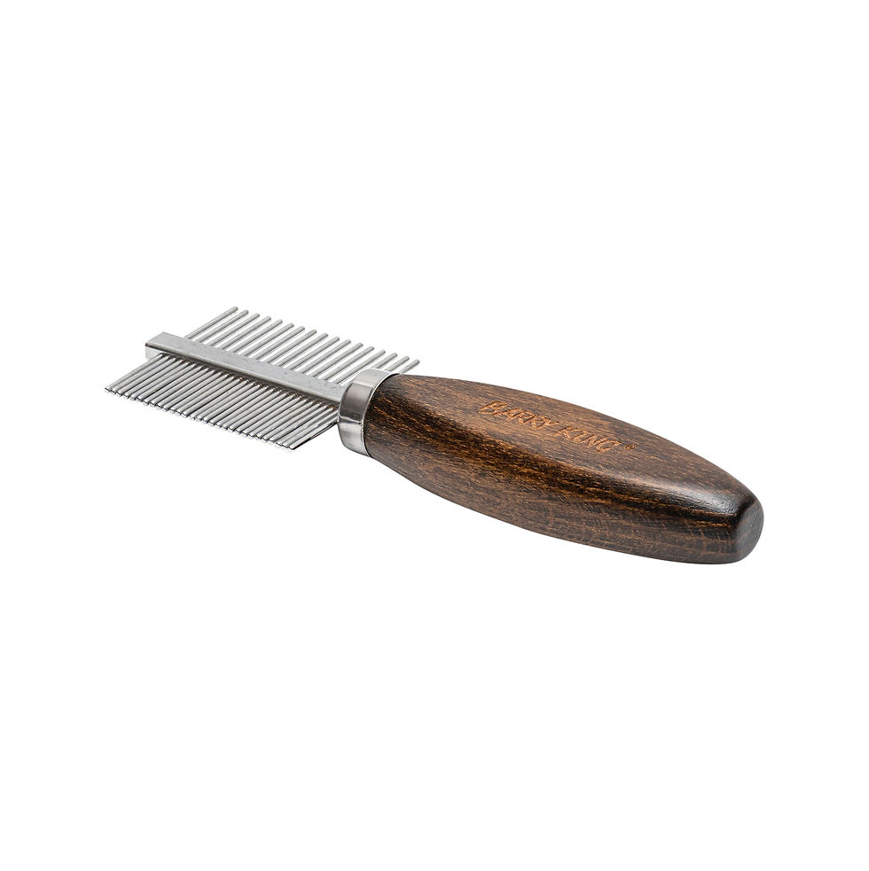 Thumbnail: Ekskluzywny Comb reversible,for pets,z metalowa nasada,drewno