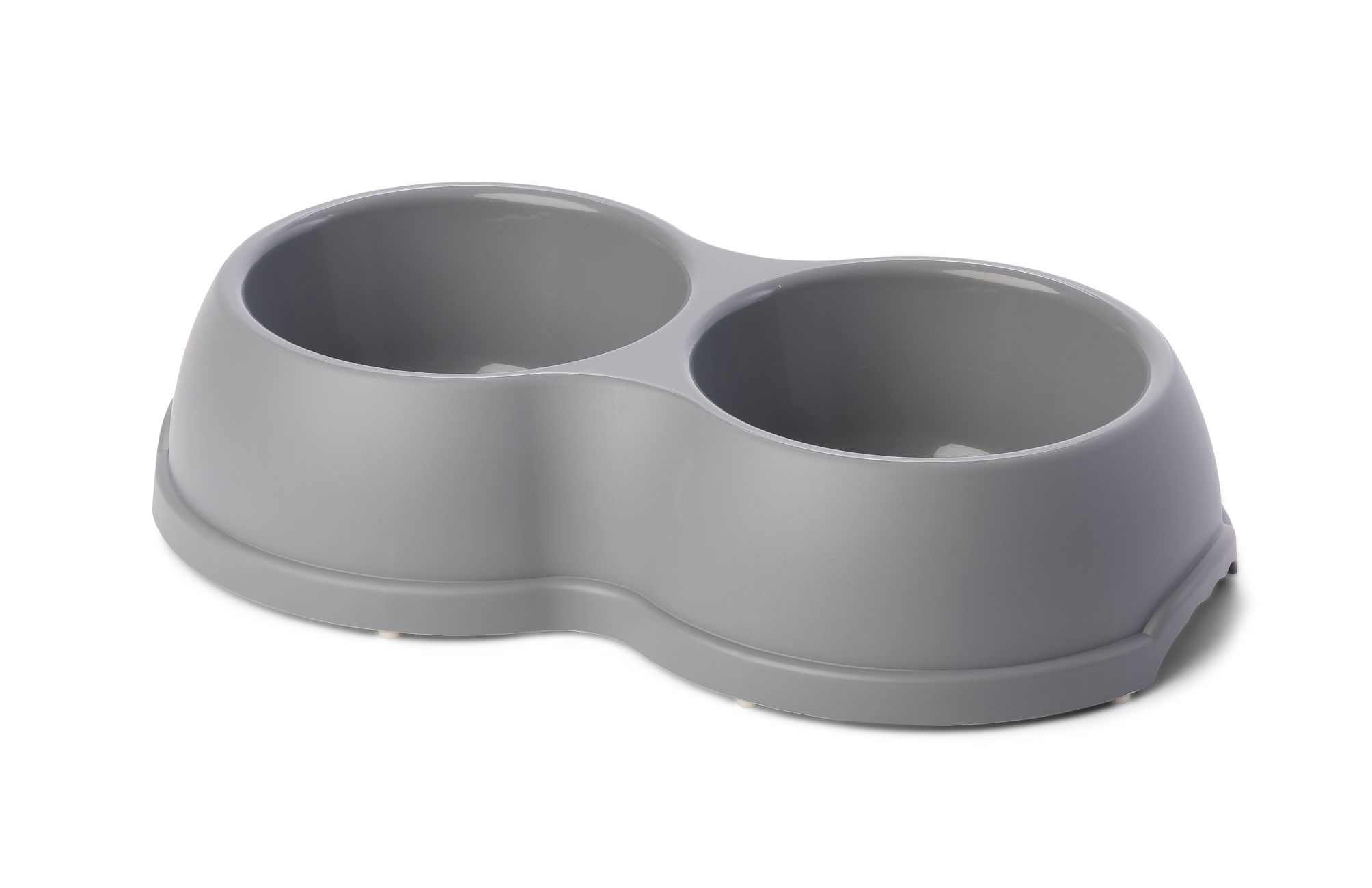 Double plastic bowl for dogs and cats L,1.2L,grey,35x20cm