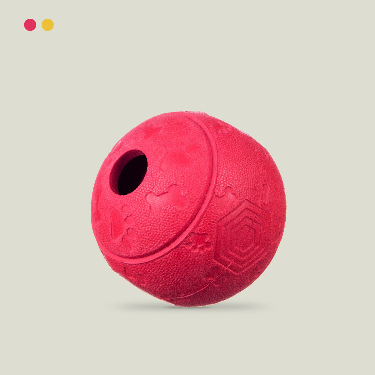 Dog toy, treat ball with maze M, red or yellow