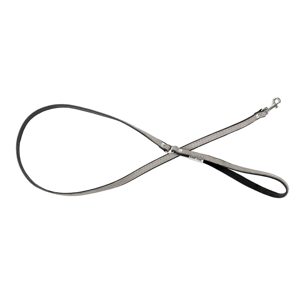 Thumbnail: Leather dog leash,grey black