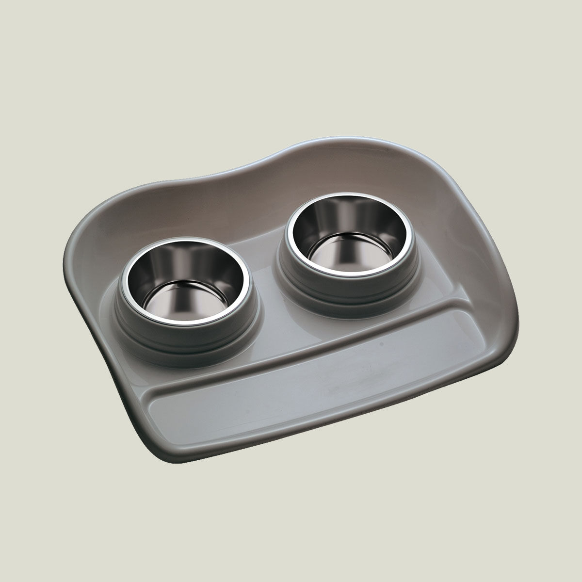 Zestaw: 2x miska ze stali nierdzewnej + podkładka dla psów, szary