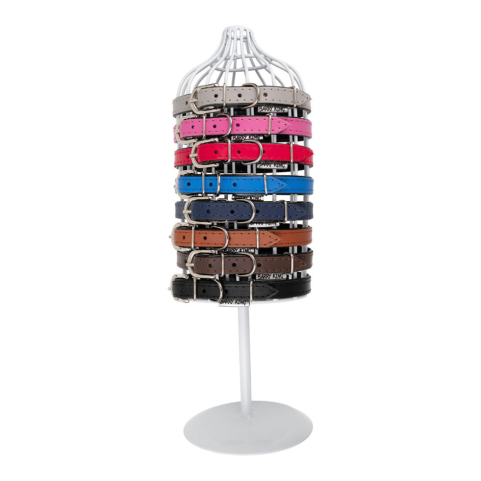 Thumbnail: Leather dog collar,blue black