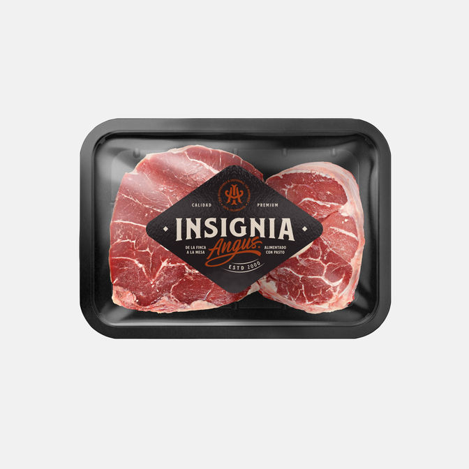Brand identity and packaging work for Insignia Angus, a premium sustainable food producer, by Laura Soto Salazar