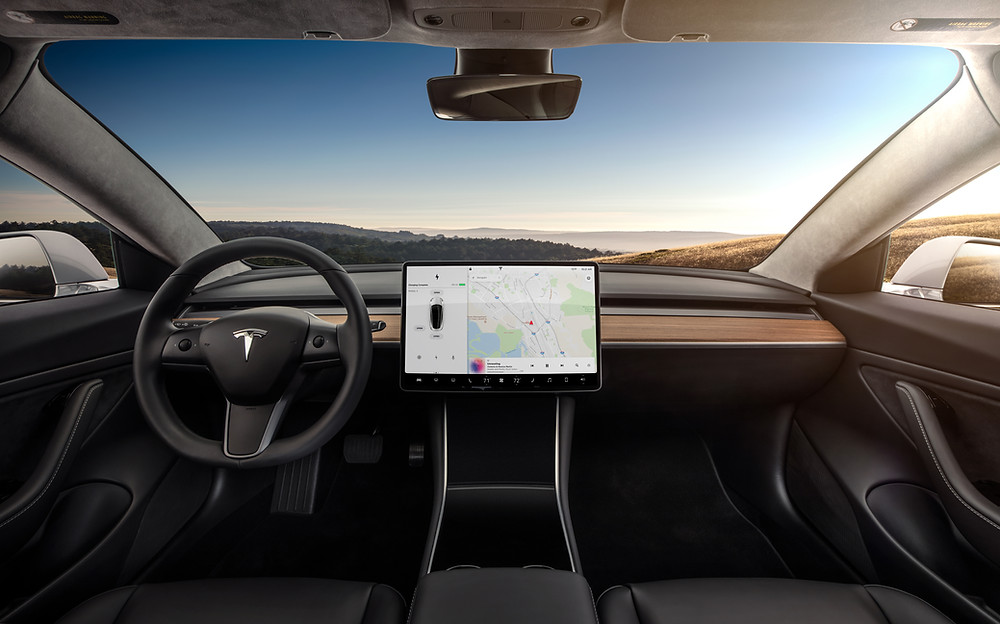 Interior dash of Tesla's Model 3