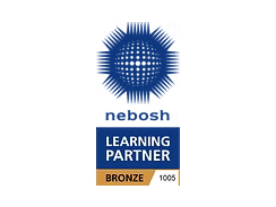 NEBOSH Learning Partner Bronze logo, blue and gold design on white background.