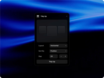Tidy Up interface with various options and settings displayed on screen.