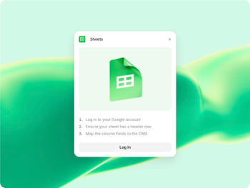 Google Sheets login screen with text and a green spreadsheet icon