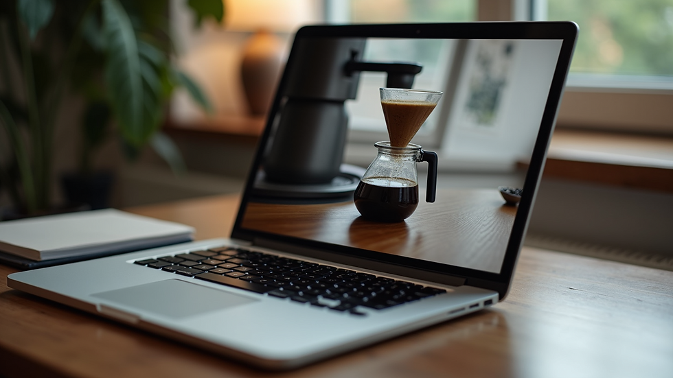 Close-up view of a coffee brewing guide displayed on a laptop screen