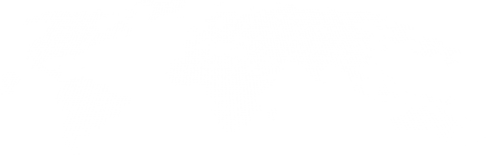 Stylized world map showing continents in white on black background.