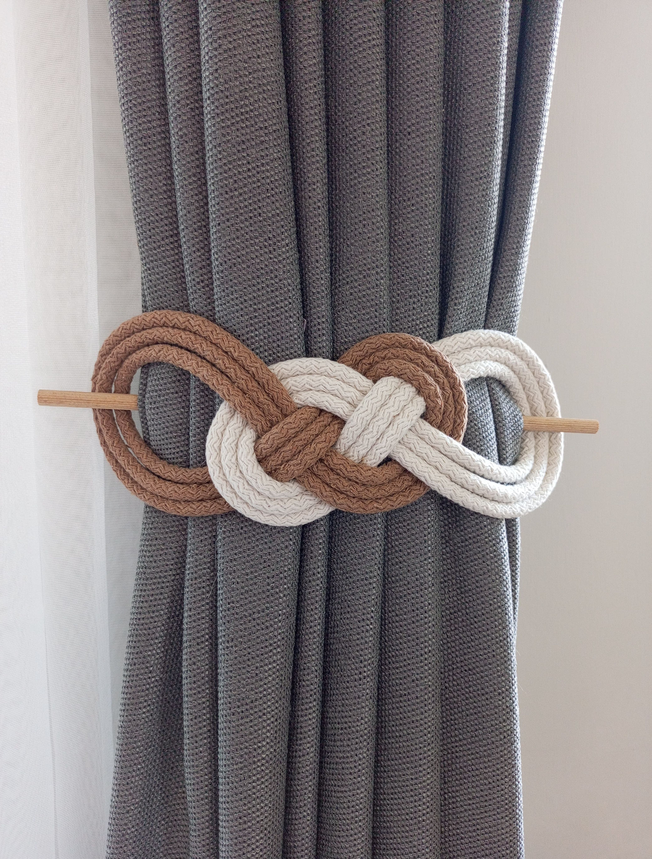 Vizon-Ekru Çift Renkli Perde Tokası (2 adet)