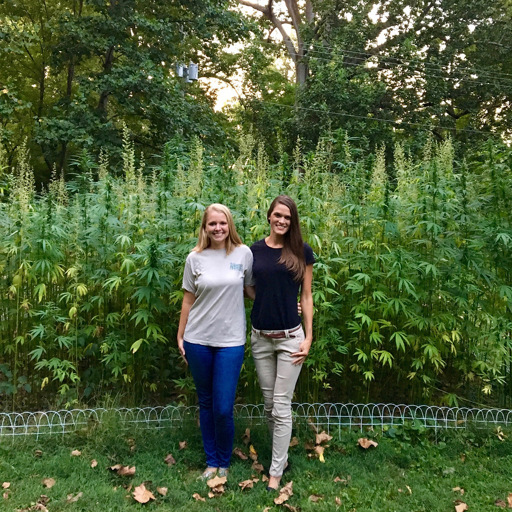 Kentucky Hempsters co-founders Kirstin Bohnert and Alyssa Erickson at historic hemp plot at Ashland, the Henry Clay Estate in Lexington (Summer 2017).