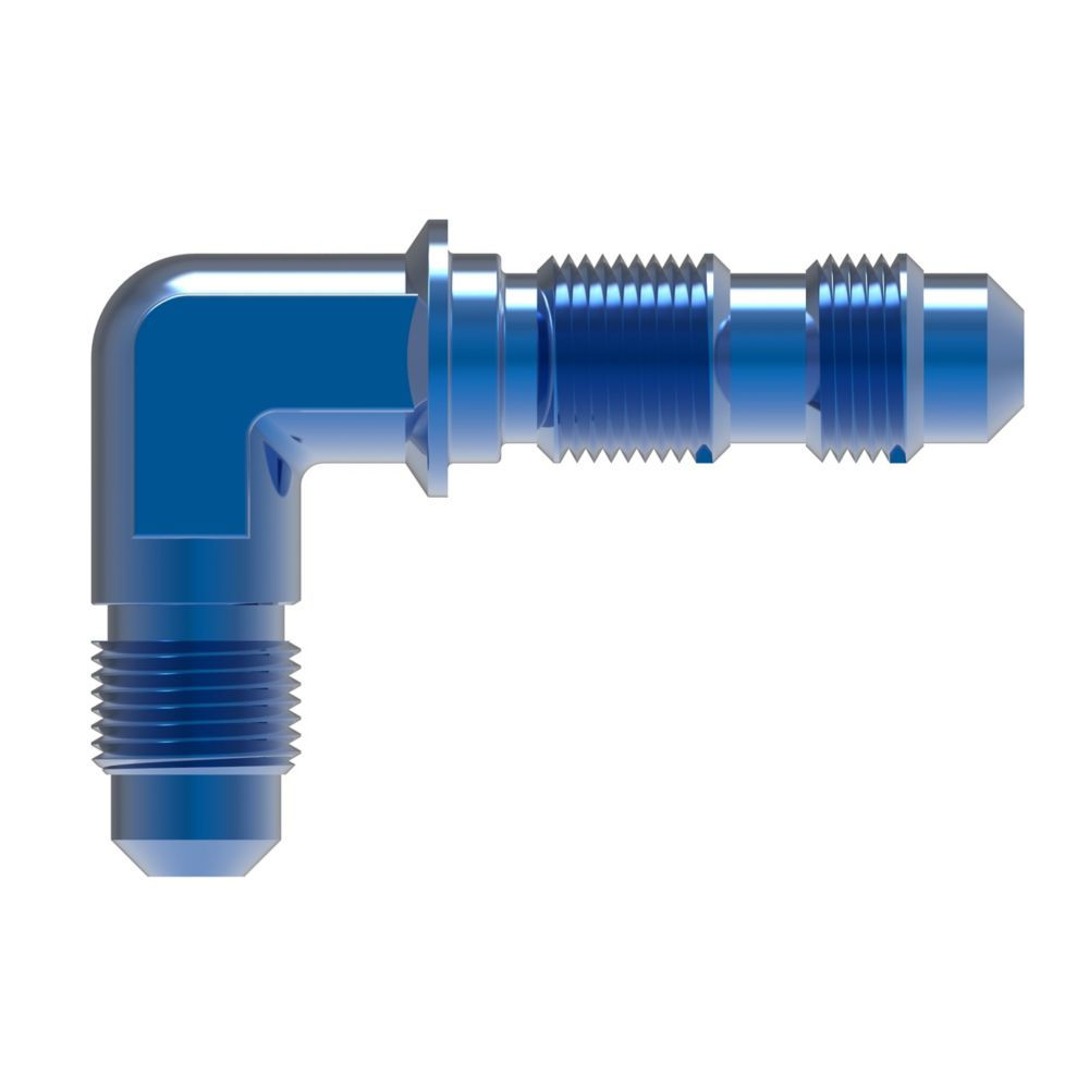 Aluminum Blue Anodized 90° Elbow Bulkhead Union (AN 833)