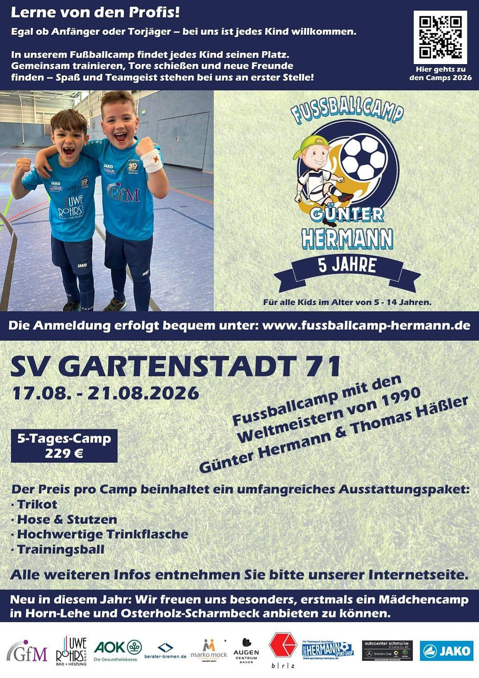 Fußballcamp beim SV Gartenstadt 71 – Trainieren mit den Profis!