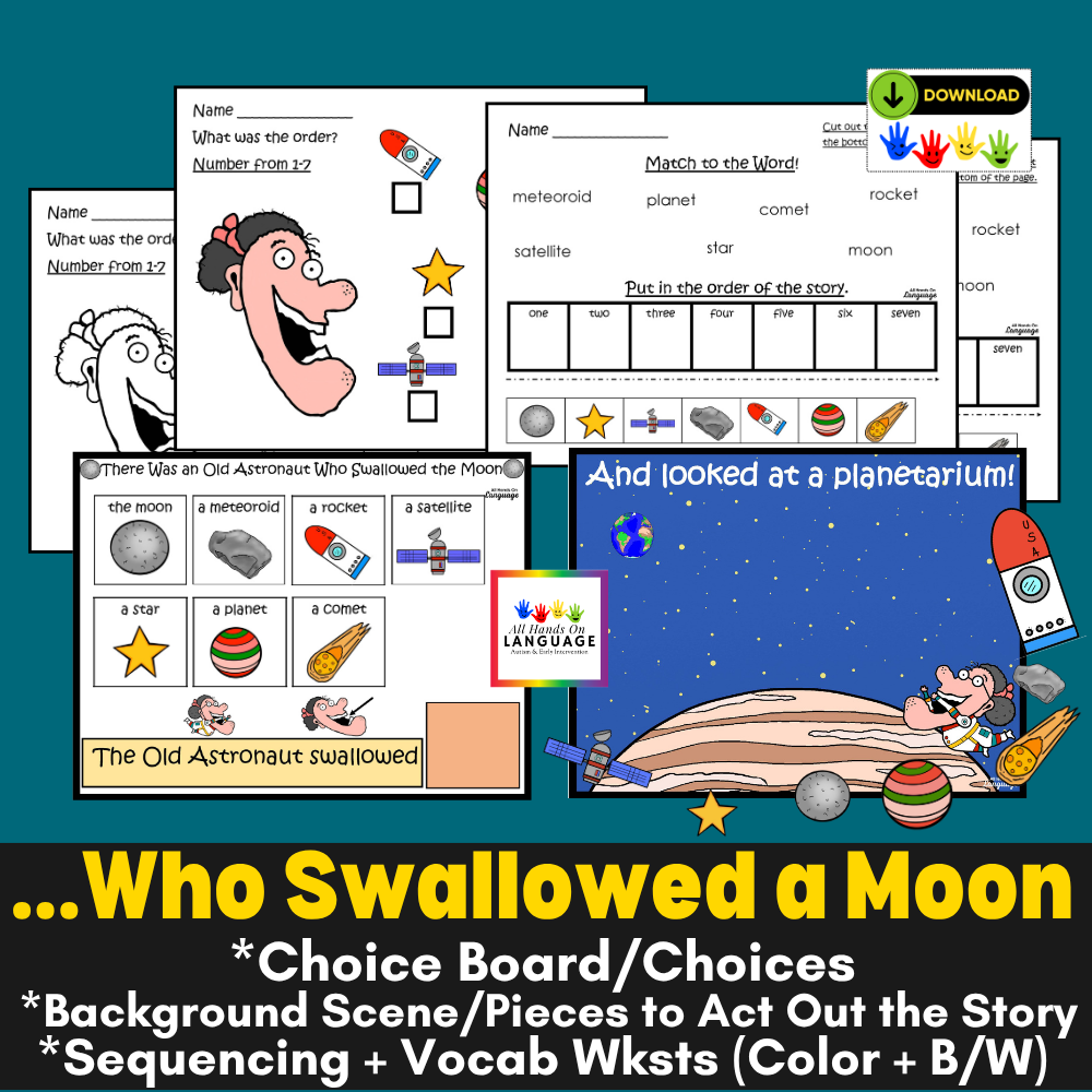 Old Astronaut Who Swallowed a Moon Story Activities, Sentences + Sequencing