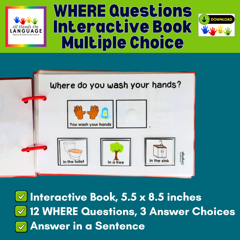 Where? Interactive Book of Questions and Answers, Autism, Speech, Comprehension