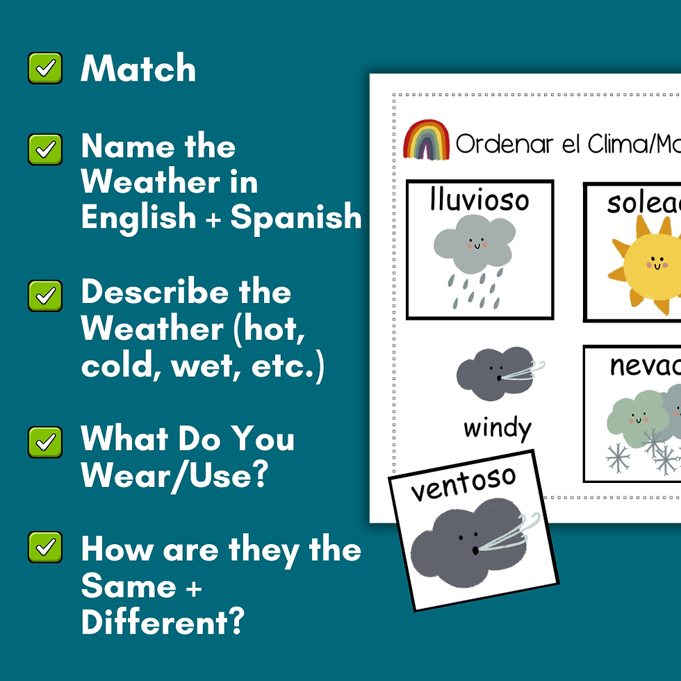 Thumbnail: Spanish/English Weather Matching Interactive Activity, 6 Types of Weather