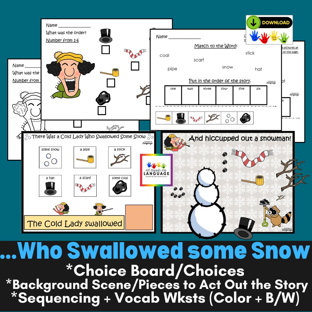 Cold Lady Who Swallowed Some Snow Story Activities, Sentences + Sequencing