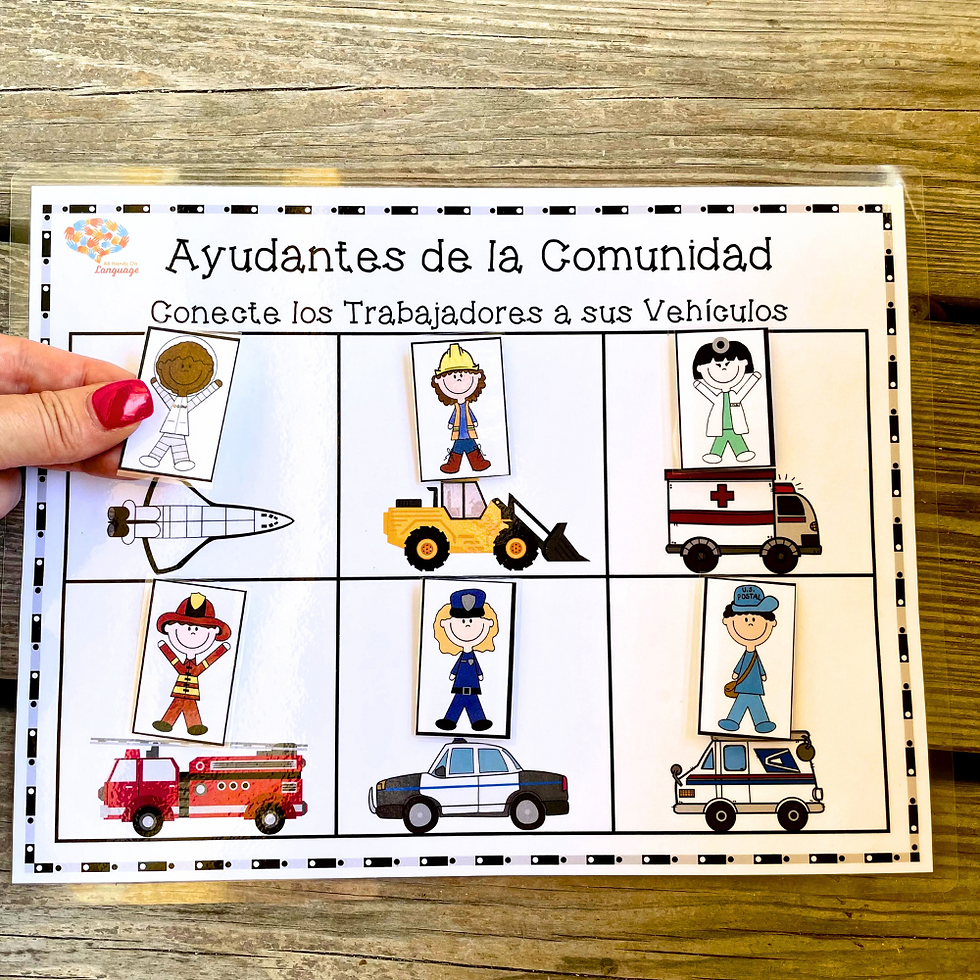 Thumbnail: Spanish Community Helpers and Vehicles Matching Interactive Activity