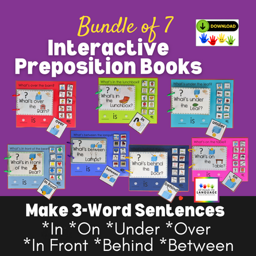 BUNDLE of 7 Preposition Interactive Books, Simplified Sentences ...