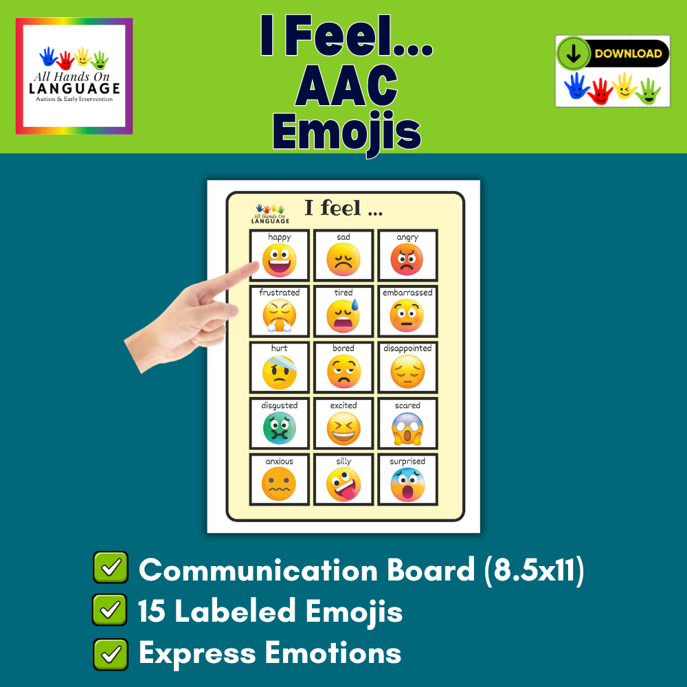 I Feel... Communication Board- 15 Emojis Expressing Feelings, AAC, Autism