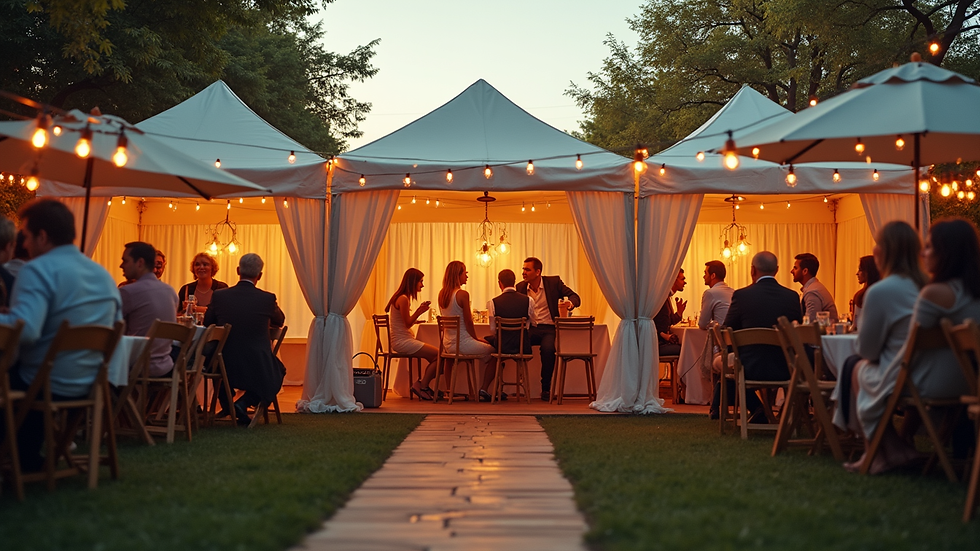 Eye-level view of a 360 photo booth setup at an outdoor party