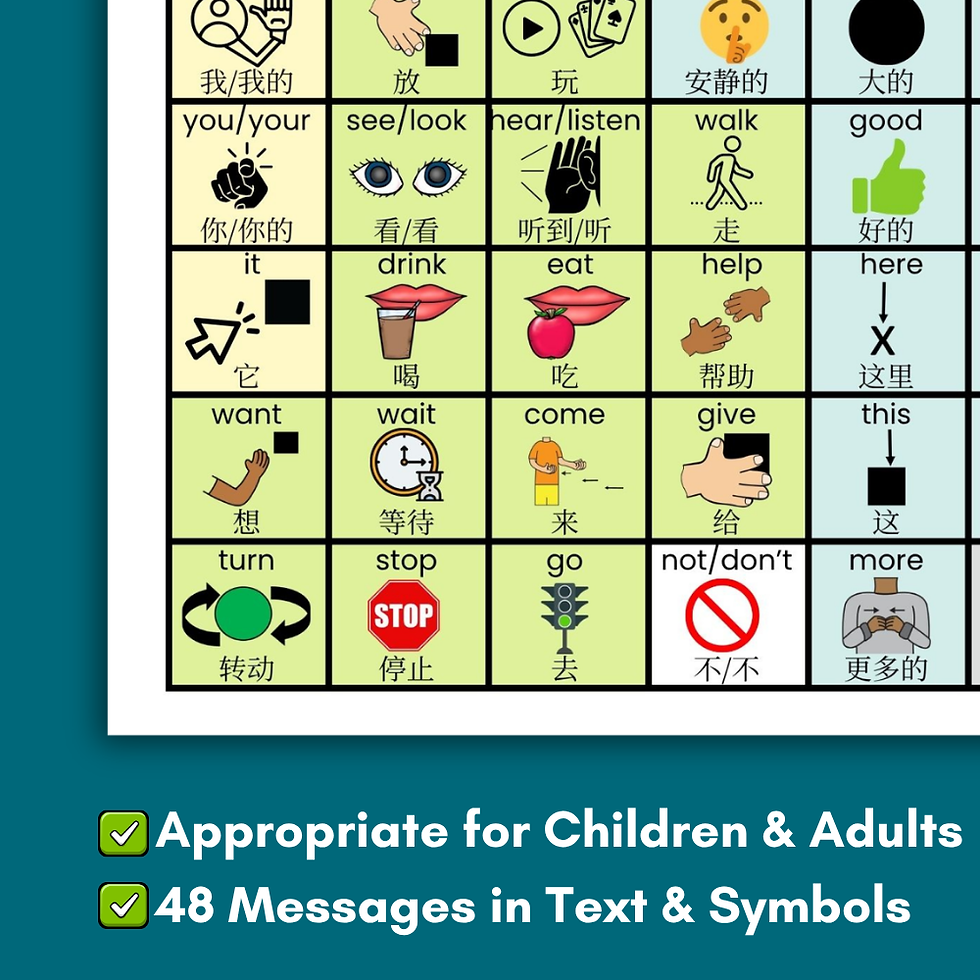 Thumbnail: Bilingual Chinese + English Communication Board 48, Aided-Language, AAC,
