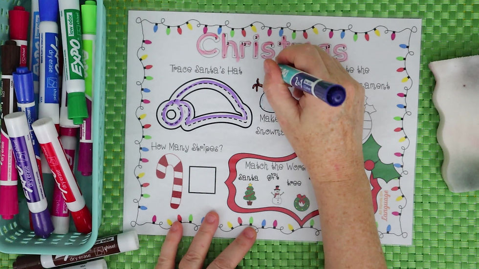 Thumbnail: Christmas Activity Mat, Activities to Count, Draw, Write, Read, Trace, + Color