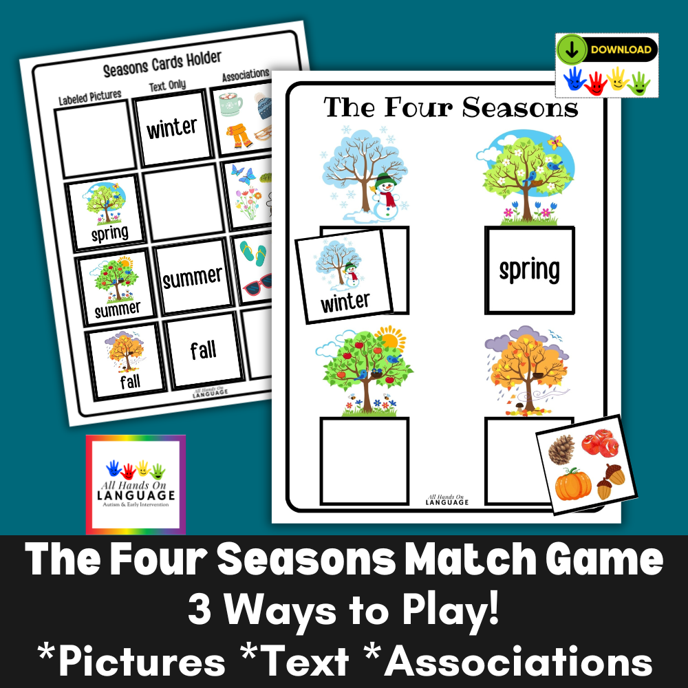 Four Seasons Matching Activity 3 Ways to Play: Pictures, Text, Associations