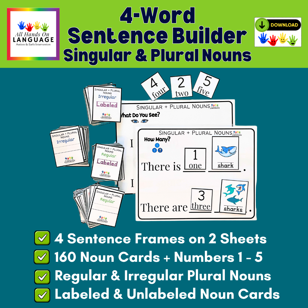 Plural Nouns Flash Cards & Sentence Frames, Singular/Plural, Regular/Irregular