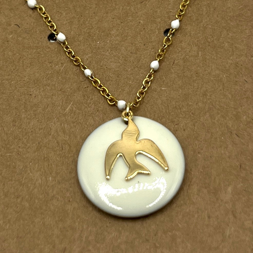 Collier colombe (sequin blanc)