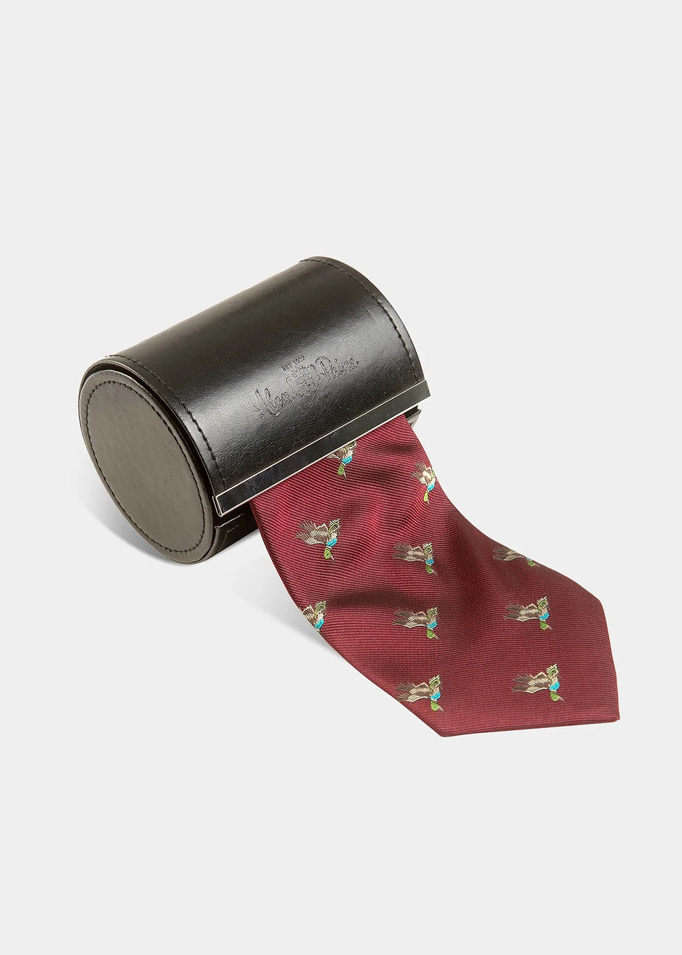 ALAN PAINE RIPONSILK COUNTRY TIE IN BORDEAUX - DUCK DESIGN
