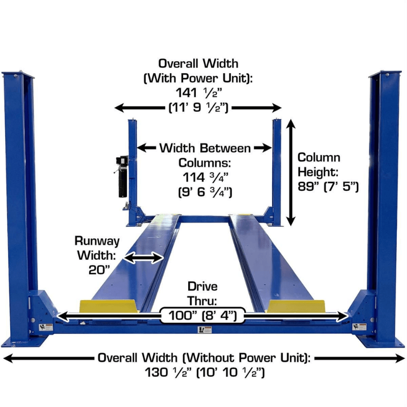 Atlas PRO14KCF-EXT-COMBO 14,000lb 4 Post Lift w/ (2) RJ8 Jacks