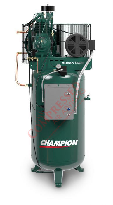 Champion Advantage VR7F-8 - 7.5hp Reciprocating Air Compressor, R15 Pump, 80 Gallon Vertical Receiver, 22.3 CFM @ 175 PSI