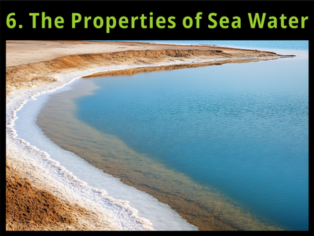 Alt text: Diagram showing how seawater temperature, salinity, and density change with depth — temperature decreases rapidly near the surface and stabilizes around 1000 m, while salinity and density increase slightly before becoming constant at greater depths.