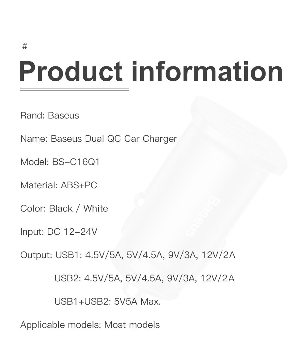 Miniature : Baseus USB Car Charger Quick Charge 4.0 QC4.0 QC3.0 PPS SCP 5A PD Type C 30W Fas