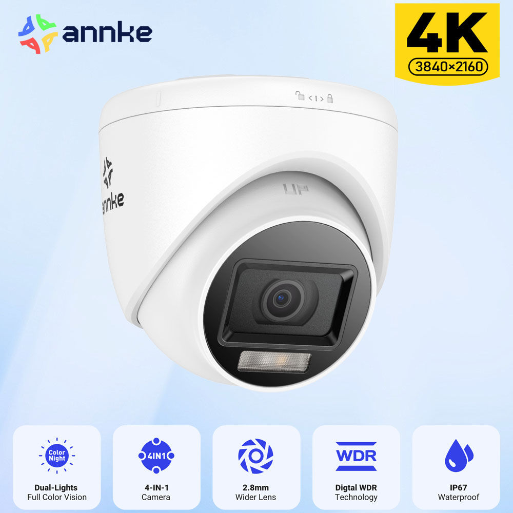 ANNKE-Caméra analogique de sécurité filaire, 4K, vision nocturne IR blanche,
