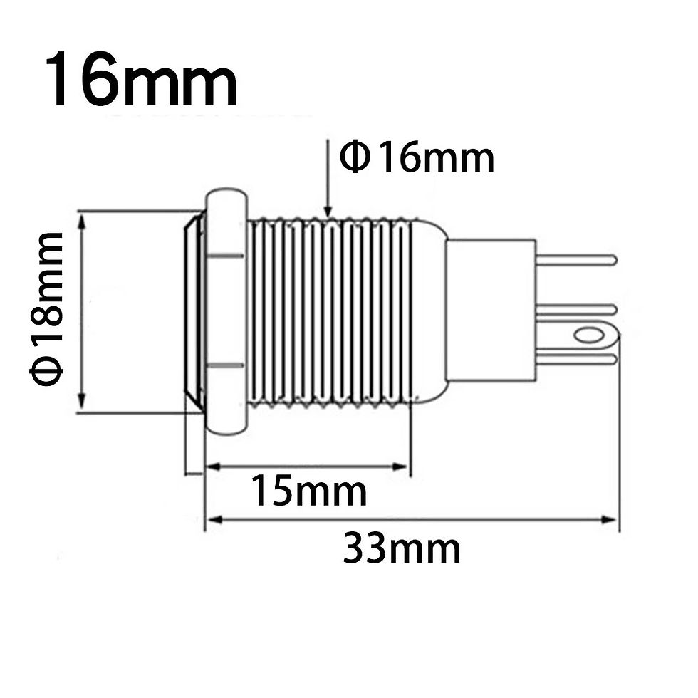 Miniature : 16mm 19mm 22mm  Metal Push Button Switch Momentary/Latching Flat Head Led Light 