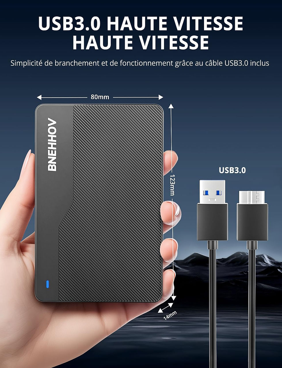 Miniature : BNEHHOV Disque Dur Externe 500 Go 2.5" USB 3.0 Portable pour PC, Mac, PS4, Xbox.