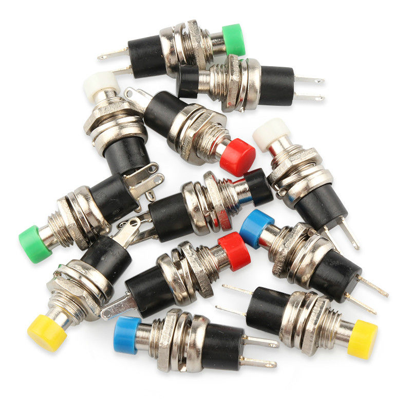 Miniature : 6pcs Small Round Button PBS-110/NO PBS-111/NC 2 Foot Self-resetting No Lock Swit