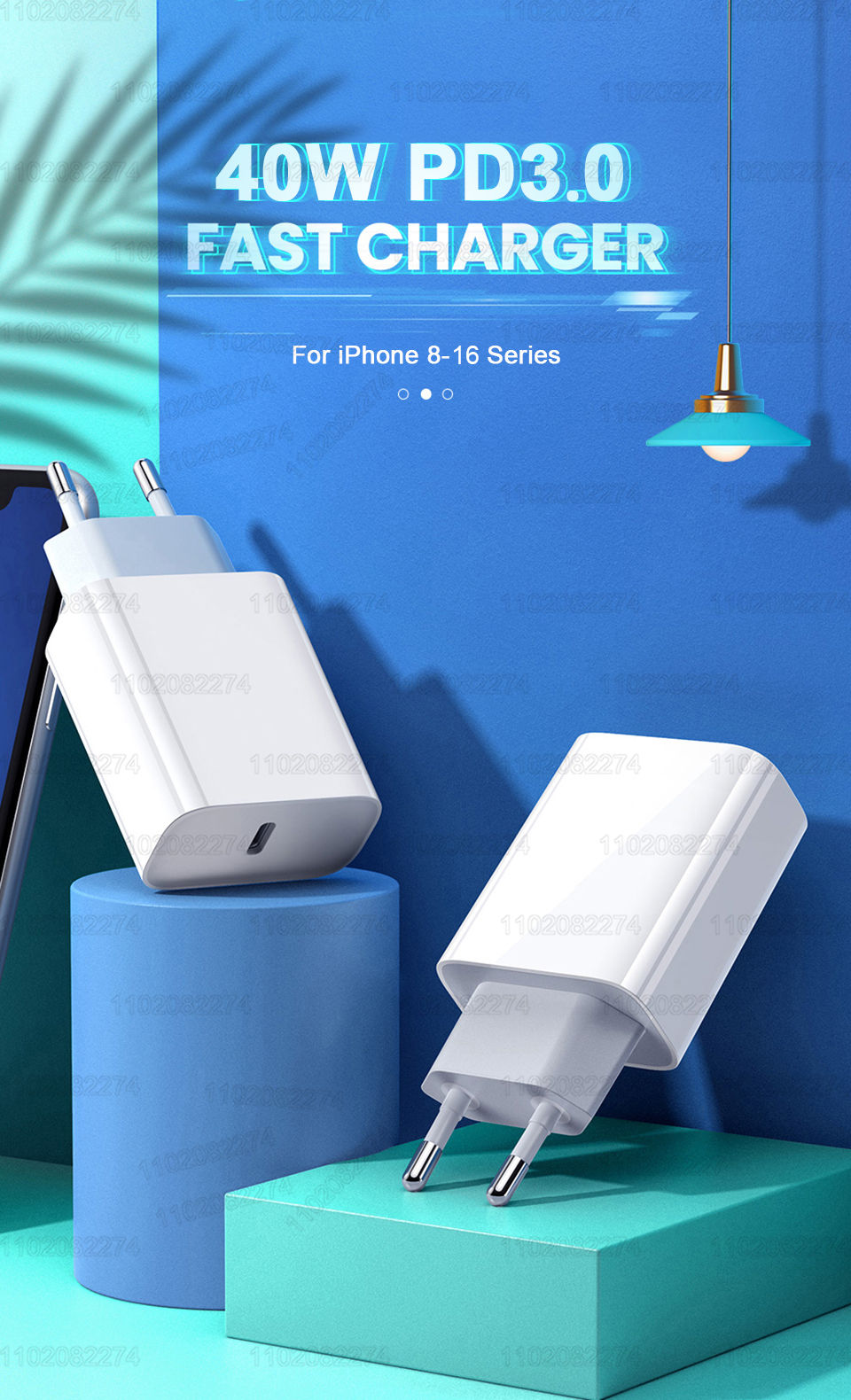 Miniature : 40W For iPhone Charger USB Type C Fast Charger For iPhone 16 15 14 13 12 11 Pro 