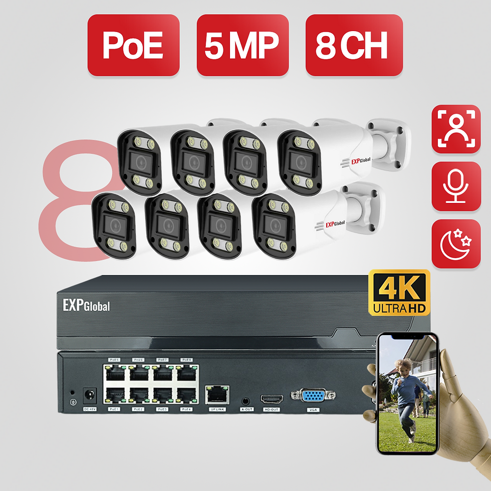 Miniature : EXPGlobal 8MP 5MP POE Outdoor Security Camera System Home CCTV kit Video Surveil