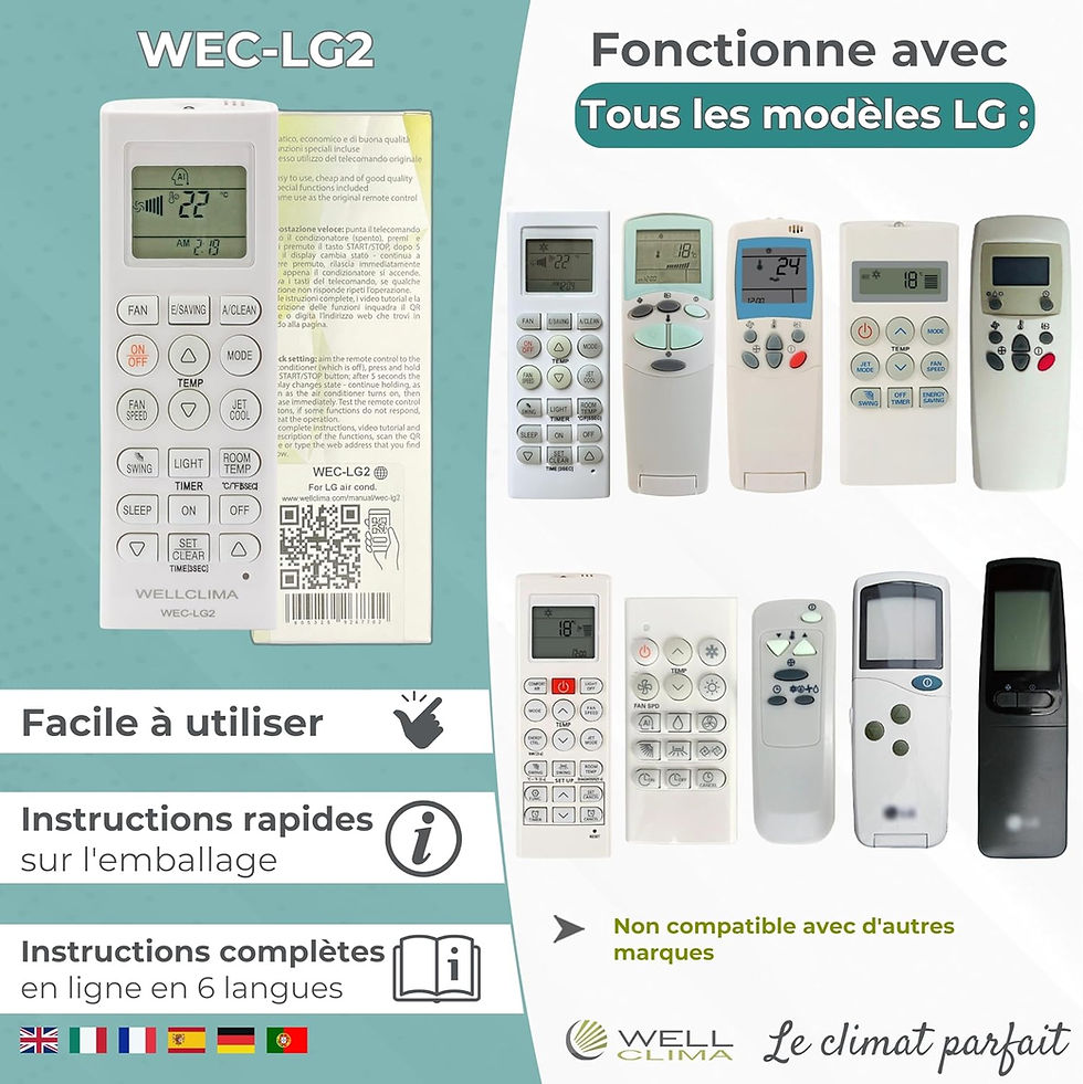 Thumbnail: Télécommande Universelle WellClima WEC-LG2 Compatible LG Tous Modèles Climatisat