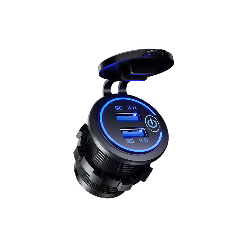 Miniature : Quick Charge 3.0 Dual USB Fast Car Charger Socket Accessories Waterproof 12V/24V