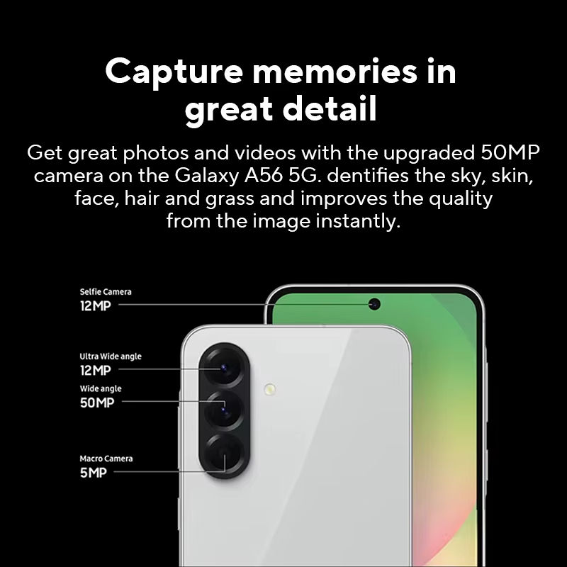 Miniature : Samsung Galaxy A56 5G, Android Smartphone, 256GB Storage, 8GB RAM, Charcoal, 6X 