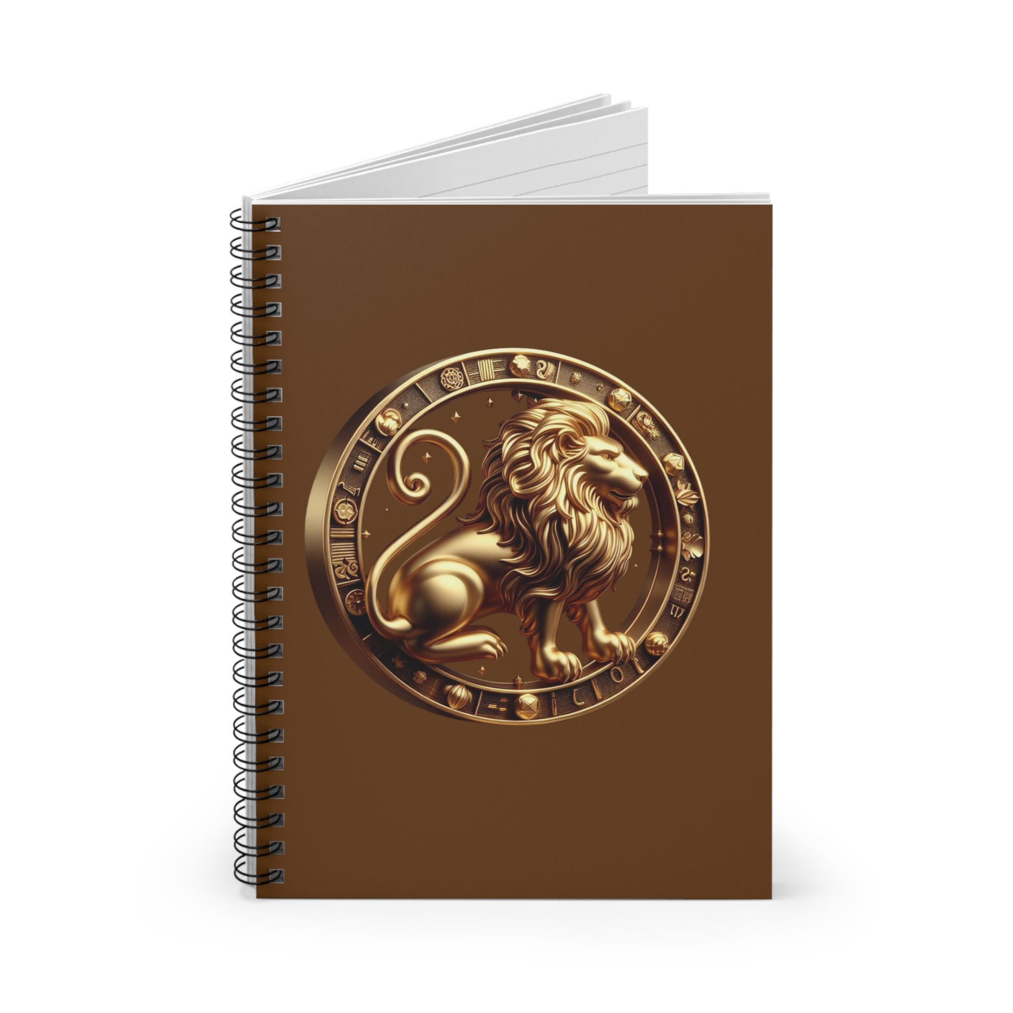 Leo (Symbol) Spiral Notebook - Brown