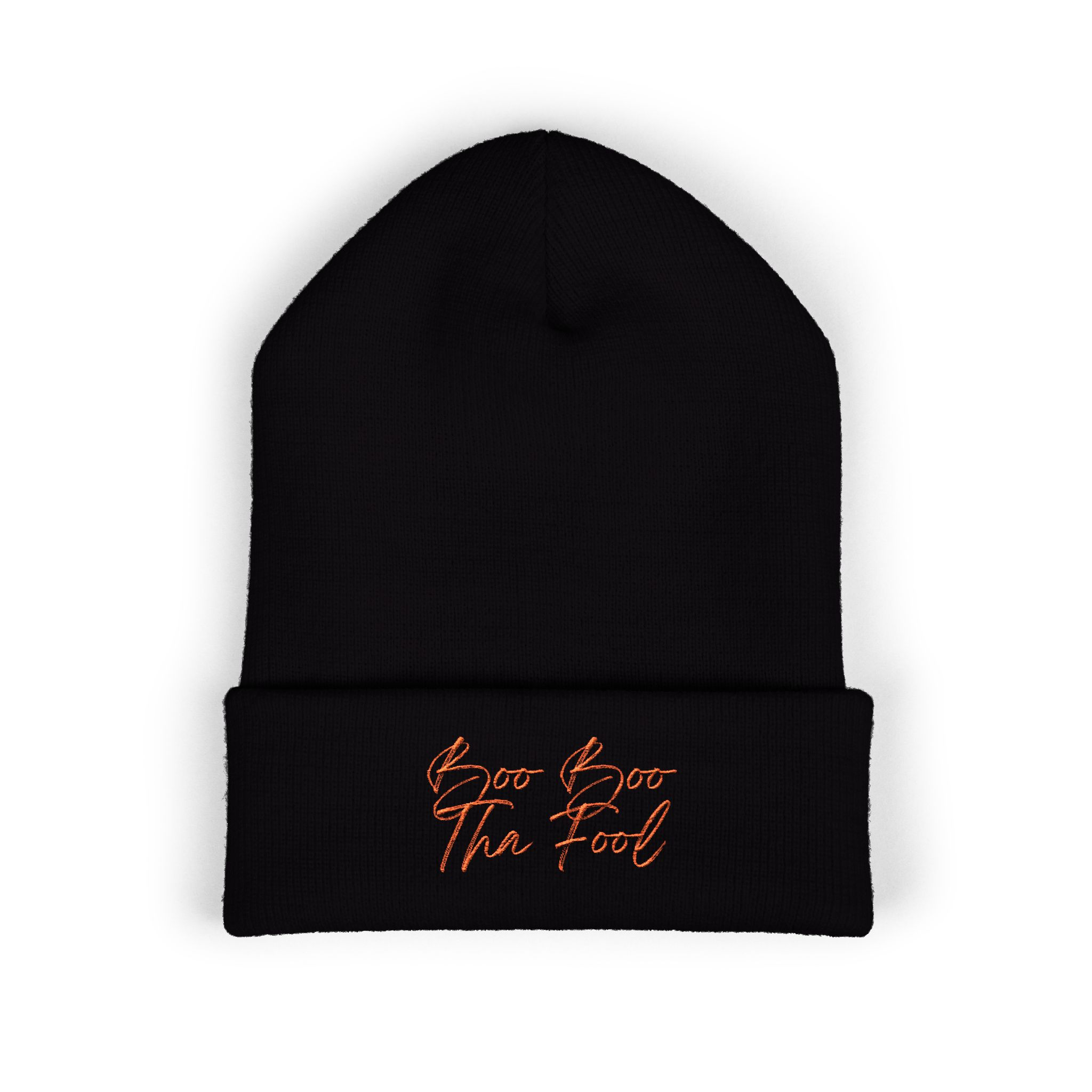 Boo Boo Tha Fool Embroidery Cuffed Beanie - Red Embroidery 