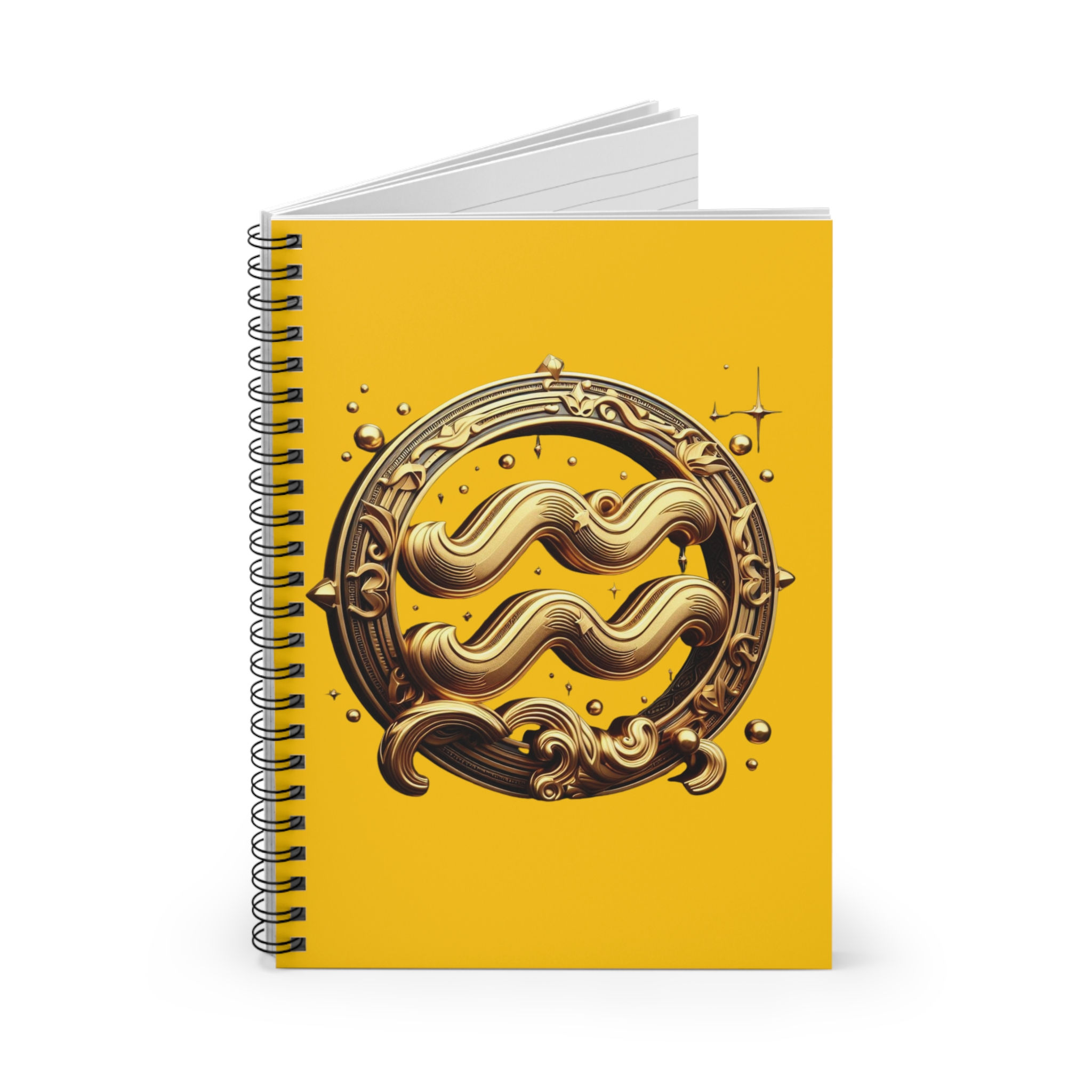 Aquarius (Symbol) Spiral Notebook - Golden Yellow