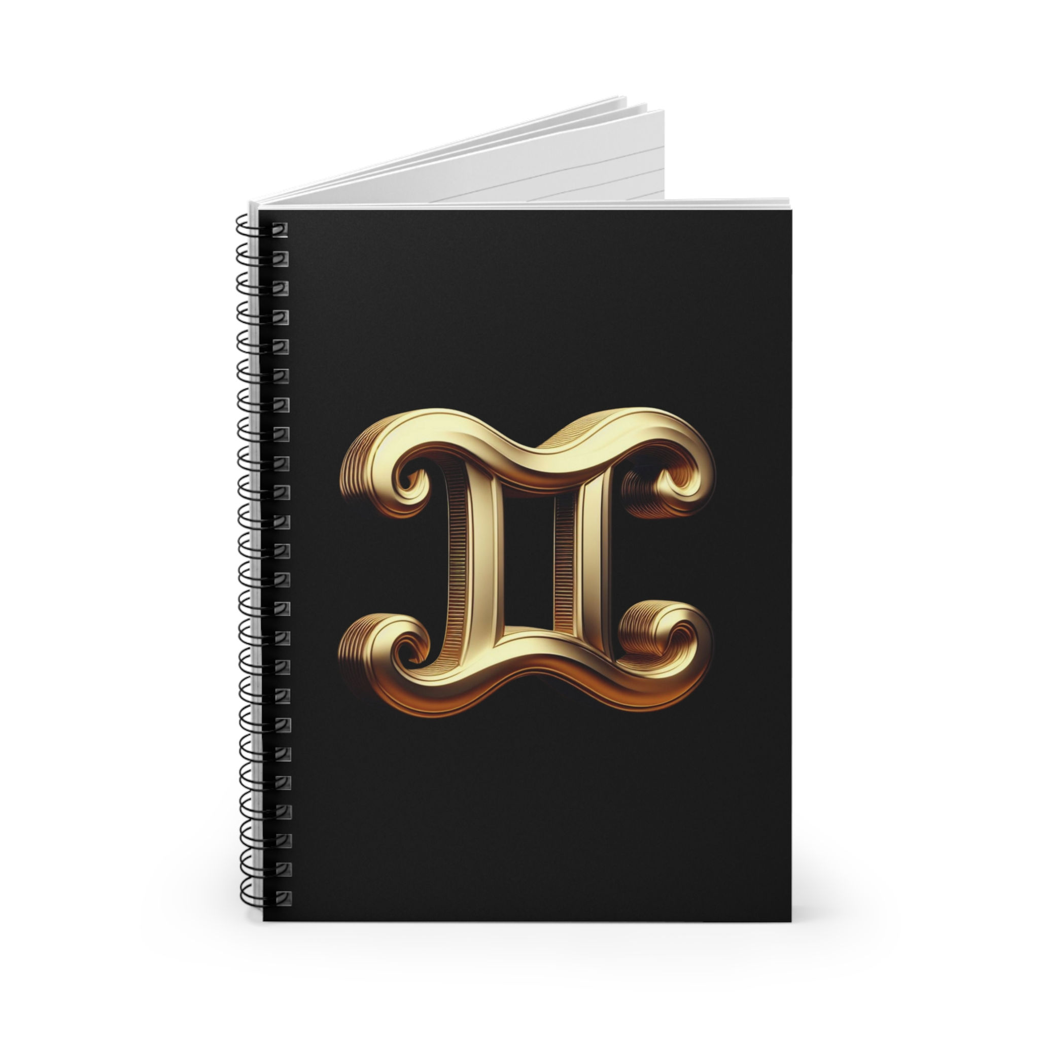 Gemini (Symbol) Spiral Notebook - Obsidian